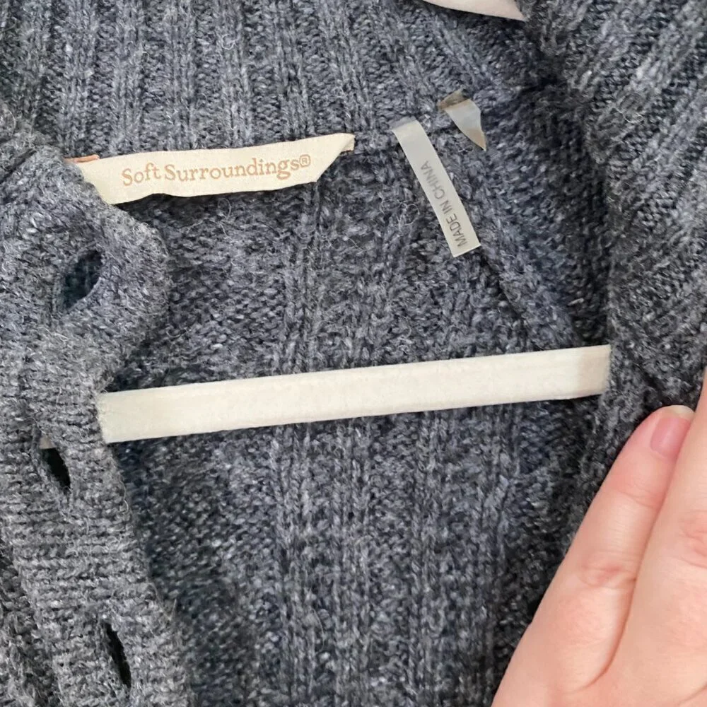 Soft Surroundings Gray Longline Popover Cable Knit Tunic Sweater - Picture 5 of 8